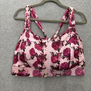 SHEFIT Ultimate Sports Bra 5Luxe Pink Floral High-Impact Front Zip Adjustable